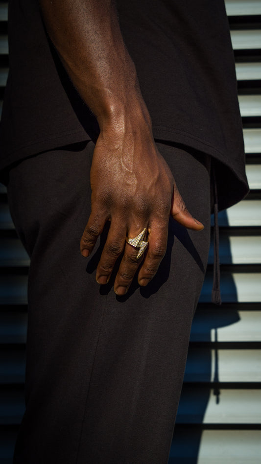 ICED OUT LIGHTNING RING - GOLD