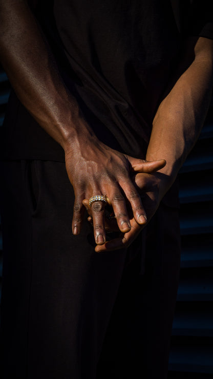 ICED OUT DOUBLE ROW RING - GOLD