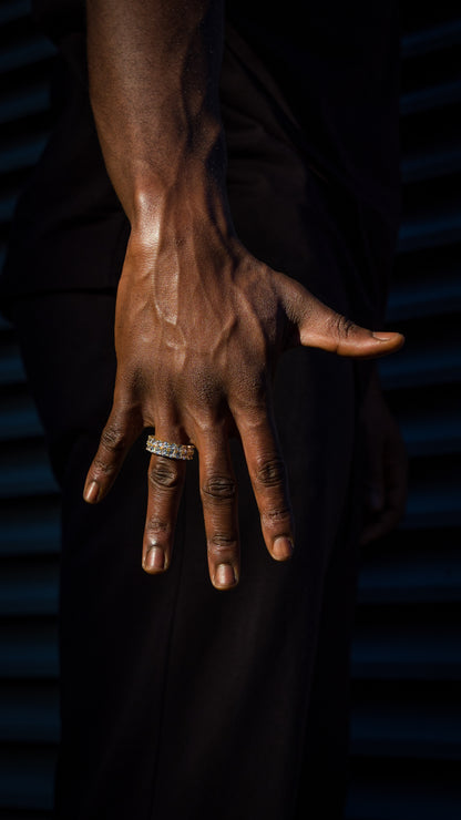 ICED OUT DOUBLE ROW RING - GOLD