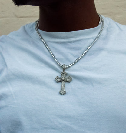 4MM TENNIS CHAIN & DOUBLE CROSS PENDANT BUNDLE